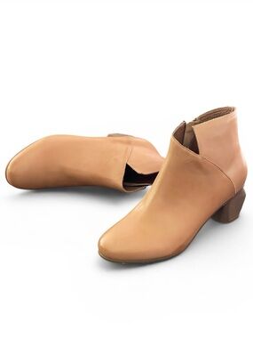 Antelope Shoes P16 Perrin Women's Tan Ankle Booties Sz 39 US 8 Side Zip Leather